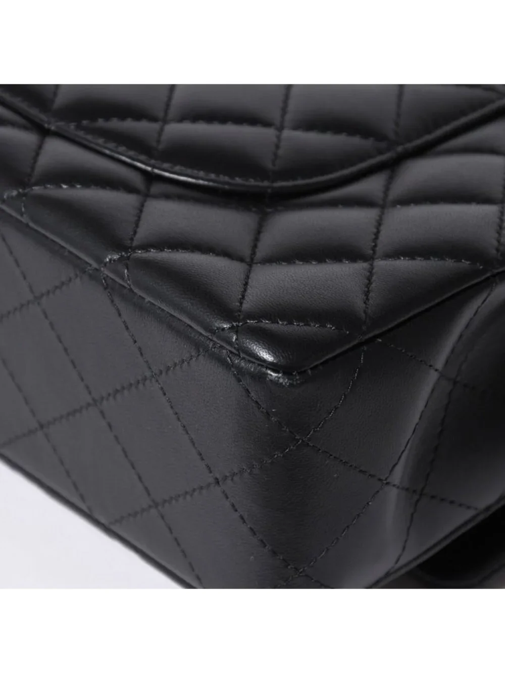 Chanel Quilted 25 Double Flap Chain Shoulder Bag Base CC Logo Lambskin Black